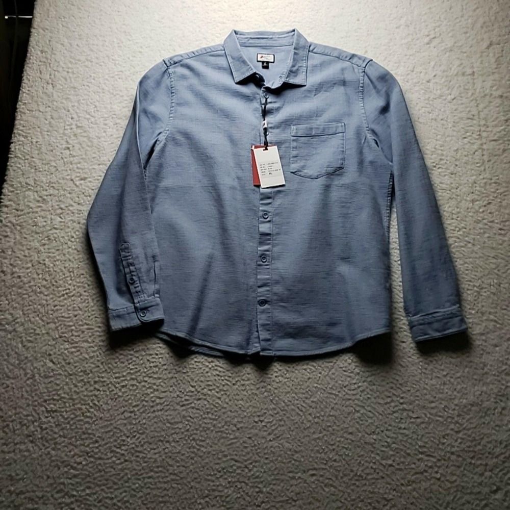 Sunday Joe Shirt Mens XL Blue Solid Long Sleeve Woven Button-Up Modern Fit